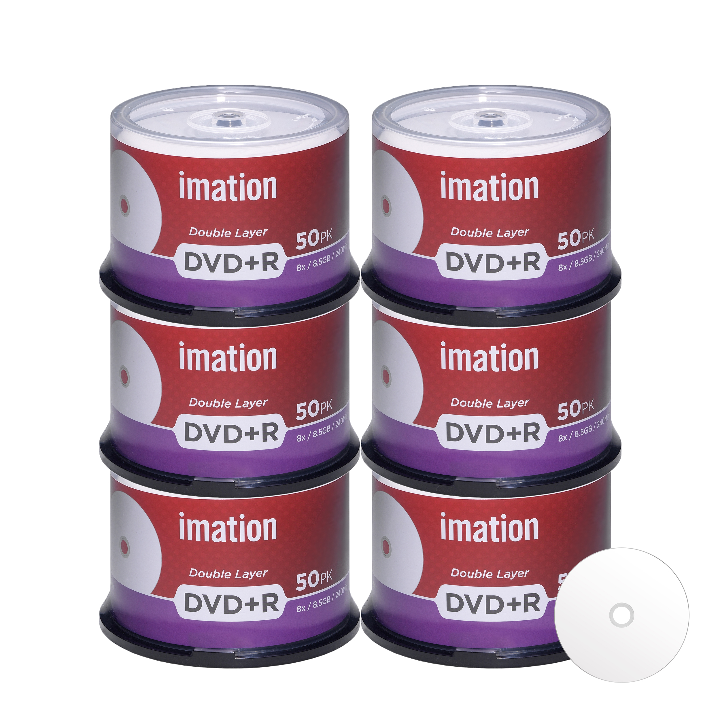 300 Pack Imation DVD+R DL Dual Layer 8X 8.5GB DVD Plus R Double Layer White Inkjet Hub Printable Blank Media Data Movie Game Recordable Disc - image 1 of 2