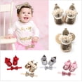 thumbnail image 2 of Franhais Baby Flat Shoes Solid Color Flower Decoration Bow Knot Headband Sequined Toddler Shoes, 2 of 7