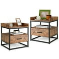 thumbnail image 1 of Gymax 2PCS Nightstand Side End Sofa Table w/ Metal Frame for Living Room Bedroom, 1 of 9