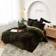 thumbnail image 3 of MorroMorn 5 PCS Shaggy Duvet Cover Bedding Set - Fluffy Comforter Cover Long Faux Fur Luxury Ultra Soft Cozy (Olive Green, King/California King), 3 of 6