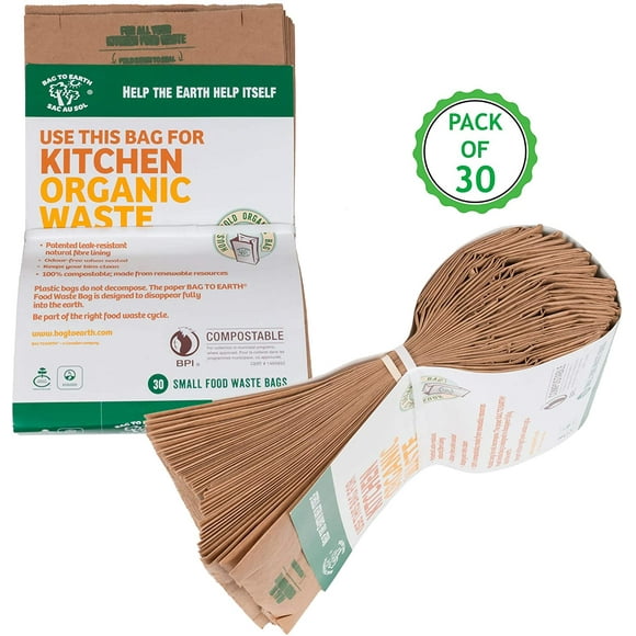 Bag to Earth Sacs de Déchets Alimentaires Petits Sacs Compostables de 120 Paquets Sac Résistant aux Fuites 12 Po x 7,5 Po x 4,25 Po