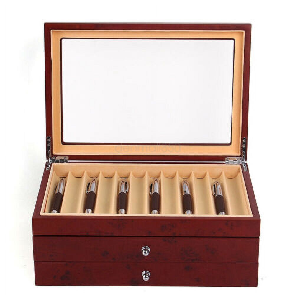 3 Layer 34 Slot Fountain Pen Display box wood Collector Storage Organizer Case