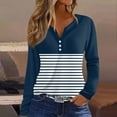 thumbnail image 2 of Hearthz Long Sleeve Shirts for Women Color Block Button V-Neck Henley Tank Top Women Loose Fit Fall Basic Tops Fitted Raglan Sleeve Tops for Women, 2 of 5