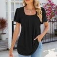 thumbnail image 3 of Scyoekwg Womens Trendy Tops 2025 Ladies Blouses Dressy Casual Loose Short Sleeve Cute T Shirts Trendy Going Out Tops Womens Summer Fashion, 3 of 4