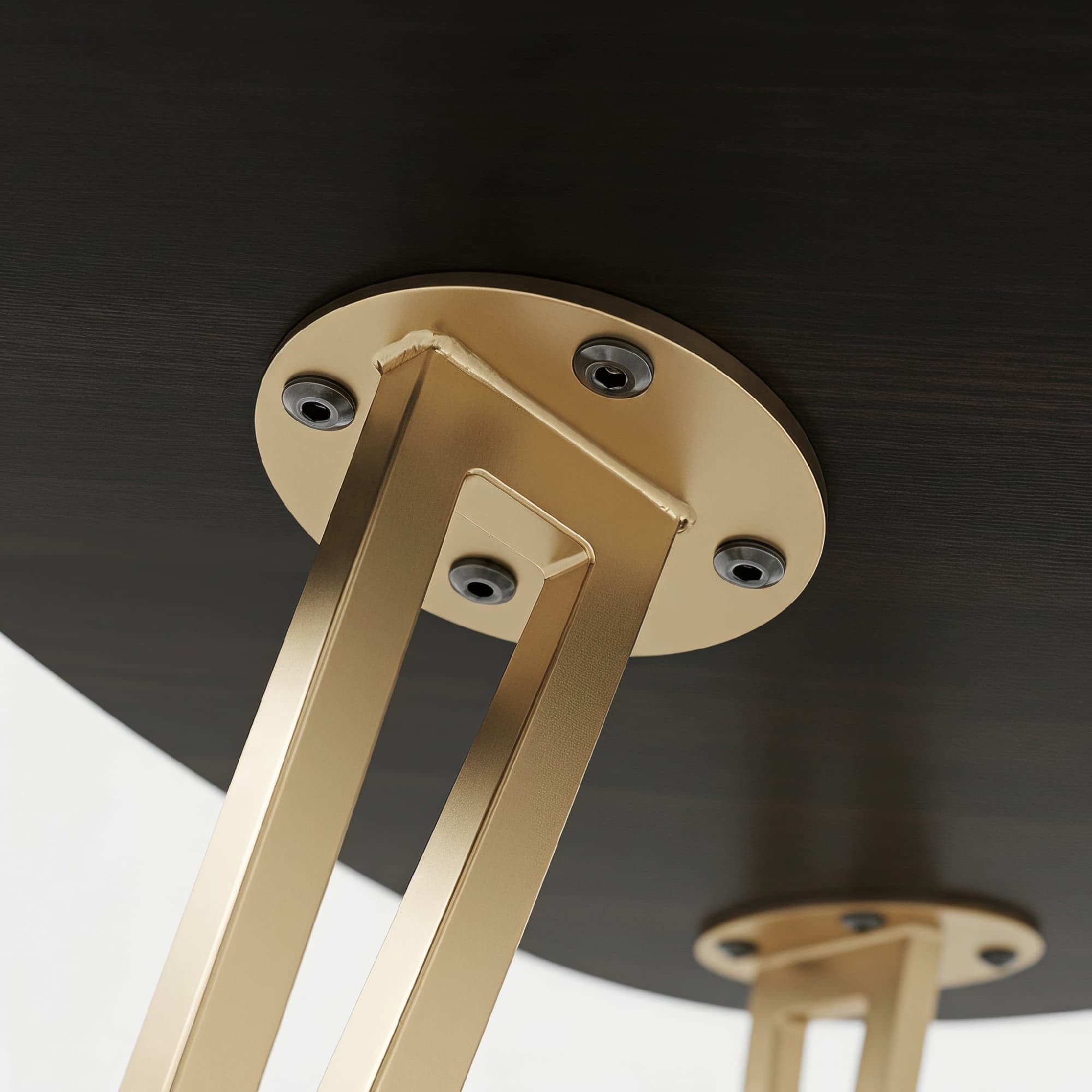 Manxile Tirangle Coffee Table with Golden Metal Legs, Modern Small Oval Coffee Table for Home Office, Black Brown Pattern