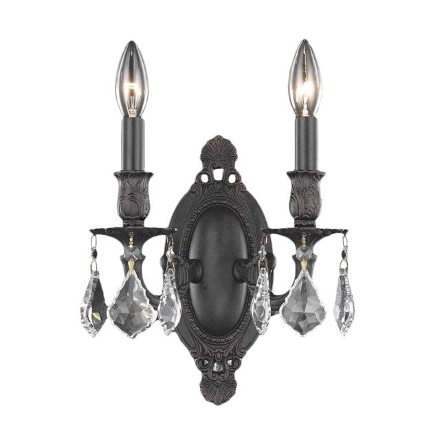 Elegant Lighting Rosalia 9" 2 Light Elegant Crystal Wall Sconce