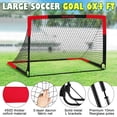 thumbnail image 3 of Juego de 2 porterías de fútbol para niños WOVUO, 6 x 4 pies con objetivo de fútbol, pelota, 3 of 7