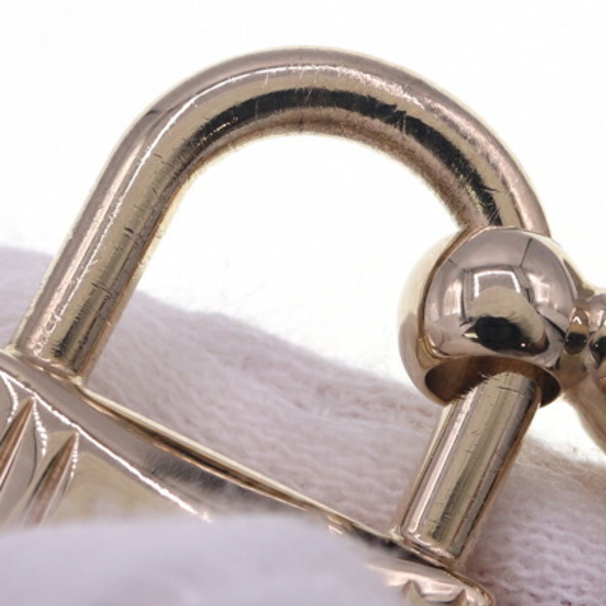 Pre-Owned Hermes scarf ring, gold metal loop charm, padlock, clasp, women's, HERMES (Good)