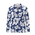 thumbnail image 3 of Garronmavis Women's Quarter Zip Golf Shirt Tennis Shirts Long Sleeve Collared Tennis Shirts Pickleball Hawaiian Golf Shirt for Women, Hawaiian Blue Hibiscus, Size S, 3 of 7