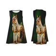 thumbnail image 7 of Rocae Squirrels Eating Peanuts On The Tree for Sleeveless Dresses Summer Casual Ruffle Sleeveless Cute Crew Neck Flowy Dress with Pockets, 7 of 7