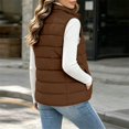 thumbnail image 5 of Women's Puffer Vest Lightweight Quilted Sleeveless Jacket Zip Up Stand Collar Winter Outwears (Brown S), 5 of 6