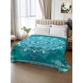 thumbnail image 2 of Turquoise Boho Full Size Flat Sheet, Wrinkleproof & Fadeproof Cooling Flat Bed Sheet Only, Abstract Art Floral Ethnic Tribal Breathable Soft Bedding Top Sheets 81 x 96 Inches, 2 of 8