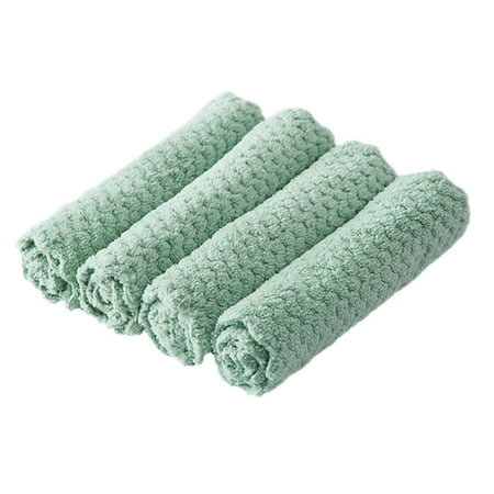 

amousa 4PCS Household Dual-use Coral Fleece Dish Cloth Towel Kitchen Dishclout