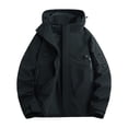 thumbnail image 1 of WRKEKC Men's Outdoor Hooded Jacket Windproof Lightweight with Zippered Pockets for Climbing Running Hiking and All-Weather Training in Solid Color Black XS, 1 of 7