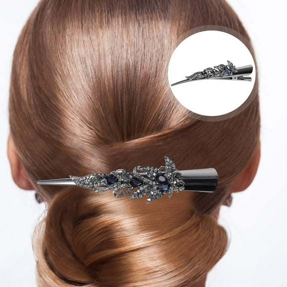 OFFIGAM Black Rhinestone Alligator Hair Clip for Women, Decorative Hair Accessory for Christmas, 1 Piece