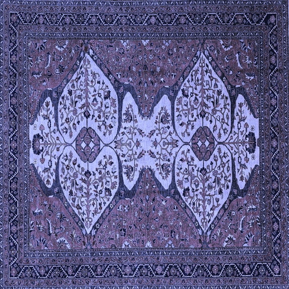 Ahgly Company Indoor Square Abstract Blue Modern Area Rugs, 7' Square
