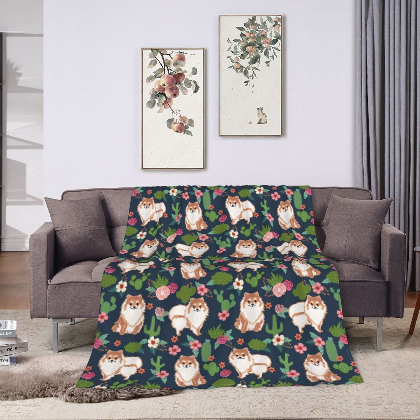 Wijzvio American Foxhound Dog Throw Blanket Soft Fuzzy Fleece Blanket For Couch Bed Living Room Decoration 50"X40"
