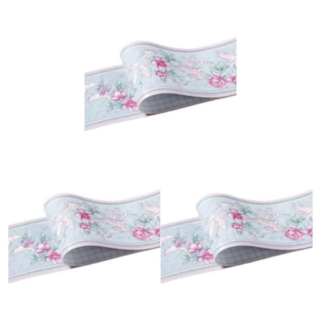 Decodeary Wood Marbling SelfAdhesive Skirting Line Exquisite Workmanship And Retro Fashion PVC Waterproof Waist Line For Wall PVC blue garden 3Set
