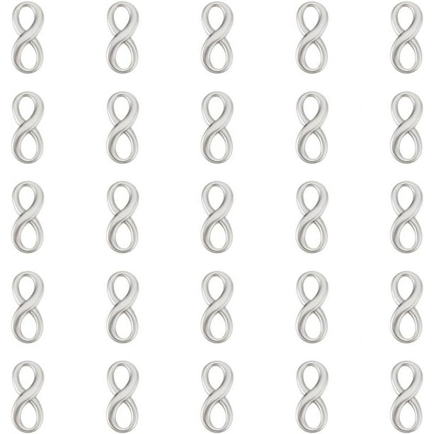 25 piezas de dijes de eslabón infinito de acero inoxidable 304, conectores circulares para pulseras y joyería, orificio de 6 x 3 mm.