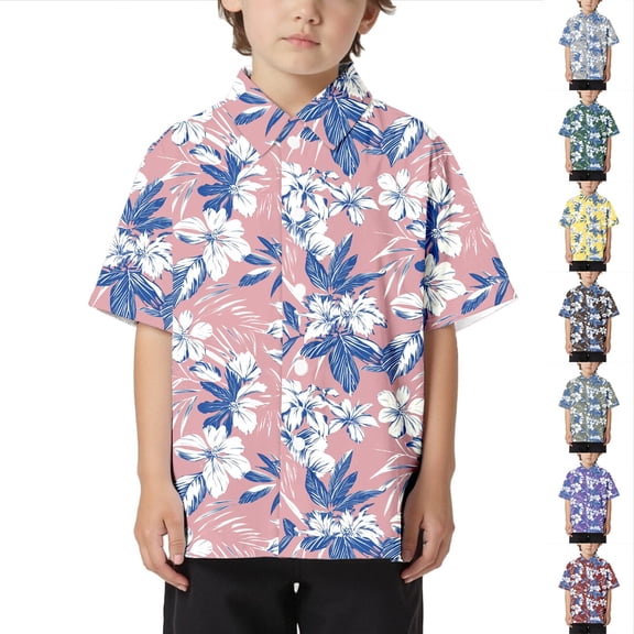 Miaoju Boys Polo Shirts Size 7 Button Closure Gradient Shirt Short Sleeve Pocket Shirts Everyday Beach Shirt Tees Shirts for Youth Boys Girls