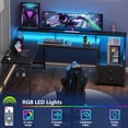 thumbnail image 3 of Satifur 66" L-Shaped Gaming Desk with LED Lights & Power Outlets, Computer Desk with Drawers & Printer Stand, Black, 3 of 8