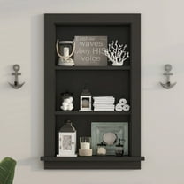 Hironpal Black 3-Tier Recessed Wall Mount Storage Cabinet – Sturdy Fully Assembled Wooden Utility Storage Shelf – Ideal for Home Kitchen, Bathroom, Laundry, Medicine Cabinet