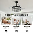 thumbnail image 3 of PHORUS 48" Invisible Crystal Ceiling Fan Chandelier with Light, DC Motor 6-Speed Dimmable Fan with Remote Control, Retractable ABS Blades and Timer for Indoor Bedroom Living Room,Black, 3 of 11