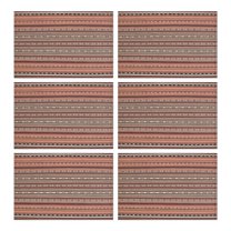 Boho Red Striped Ethnic Pattern Summer Placemats Table Placemats Set Of 6-Linen Kitchen Washable Placemats Table Mats 11.8"x17.7" Non-Slip Heat Resistant