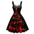 thumbnail image 3 of asdoklhq Plaid Dresses for Women Christmas Women's Fashion Casual Printing Sleeveless V-Neck Dress Red XL, 3 of 3
