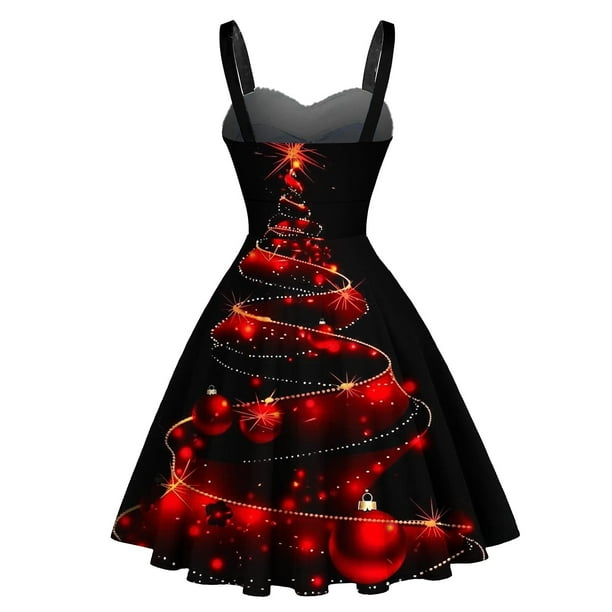 christmas party swing dress Red Striped Christmas Skater Dress Holiday Party Outfit, Retro Bow D Wrong Lever Clothing