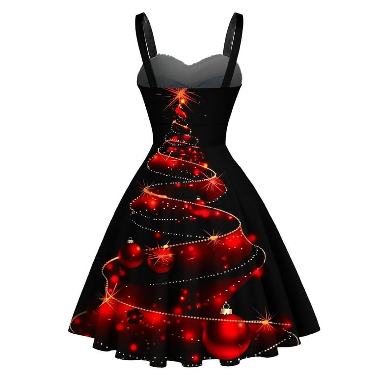 GERsome Christmas Dresses for Women Vintage Sleeveless Cocktail