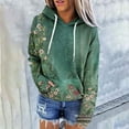 thumbnail image 2 of Levmjia Womens Hooded Sweatshirts Printing Long Sleeve Casual Solid Color Tops Loose Fit For Work Commute Home Comfortable Breathable Holiday Everyday Wear, 2 of 5