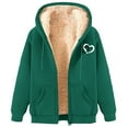 thumbnail image 2 of Homenesgenics Winter Jackets for Women Plus Size under $10.00 Women's Long Hoodies Tunic Winter Warm Fleece Lined Zip Up Hooded Sweatshirt Jacket Coat Green XL, 2 of 4