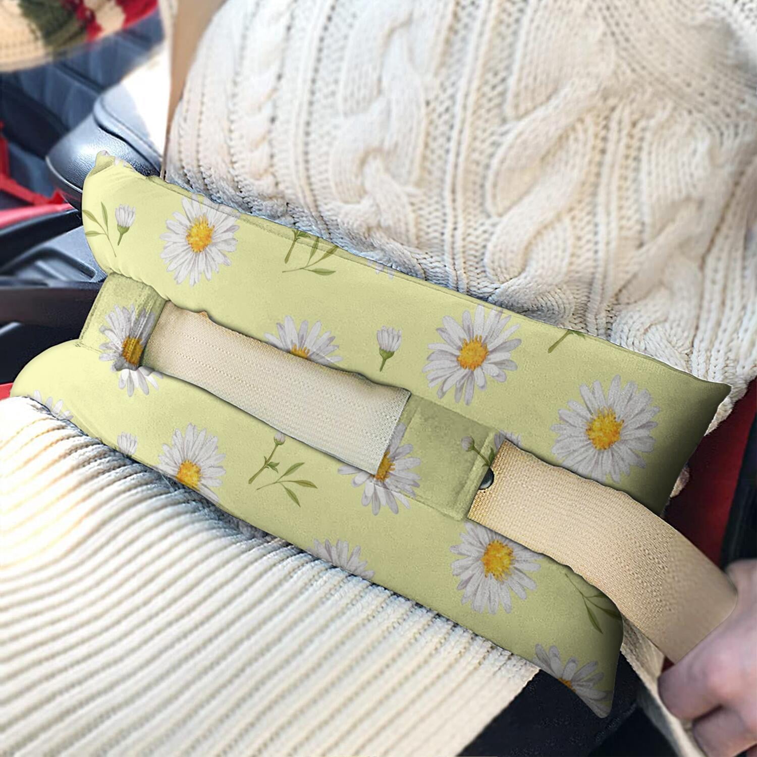 Spring Bloom Post Surgery Seatbelt Cushion - Artistic Daisy Design - Perfect for Hysterectomy & C-Section Recovery