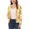 thumbnail image 1 of INSPIRE CHIC Women's Fitted Blazer Notch Lapel Printed Open Front Work Suit Jacket XS Yellow-Floral, 1 of 7