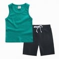 thumbnail image 2 of HCNTES Boys Athletic Shorts and Performance T-Shirt Crew Neck Clothes Set Spring Summer Kids Outfit Children's World Cup Clothing 5T 6T 7T 8T 9T 10T 11T 12T(H03-Green,6-7 Years), 2 of 4