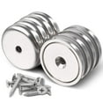 thumbnail image 1 of AmPm Neodymium Round Base Cup Magnet,60LBS Strong Rare Earth Magnets with Heavy Duty Countersunk Hole and Stainless Screws for Refrigerator Magnets,Office,Craft,etc-Dia 0.98 inch-Pack of 12, 1 of 7