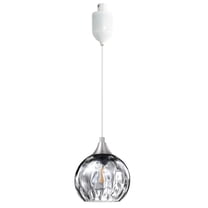 Kiven J-Type track lighting pendants,Modern J track pendant lights with Grey Glass Globe,Decorative Track Lighting Fixture Adjustable Height for Kitchen Hallway Restaurant Shop(1-Light)