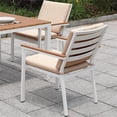 thumbnail image 5 of Afuera Living Aluminum Patio Arm Chair in White and Oak (Set of 2), 5 of 7