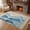 Lake Blue, variant on Bedroom Rug Carpet 3'x 5', Navy Blue Waves Coastal Washable Floor Carpet with Tassels, Teal Ombre Summer Beach Oceans Elegant Soft Floor Rug Mat for Patio, Balcony, Laundry, Room Decor