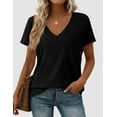 thumbnail image 3 of PRETTYGARDEN Women's V Neck T Shirts Summer Short Sleeve Spring Going Out Tops Casual Loose Fit Basic Tees Beach Clothes, 3 of 10