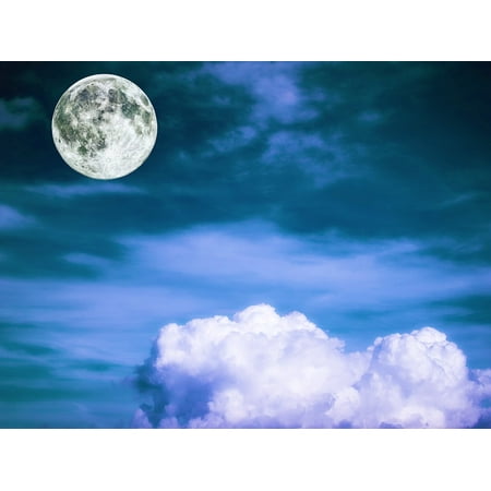 framed art for your wall full moon cloud sky blue 10x13 frame