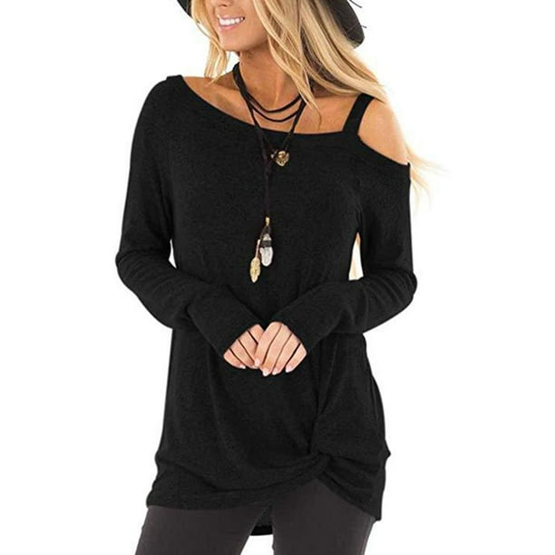 Black off the shoulder long sleeve shirt 2025