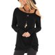 thumbnail image 4 of Camisetas De Manga Larga Informales Para Mujer Mujer Casual Manga Larga Túnica Tops Solo Hombro Color Sólido Camiseta Para Fiesta Compras Ocio Viajes Negro S ANGGREK  Otros, 4 of 6