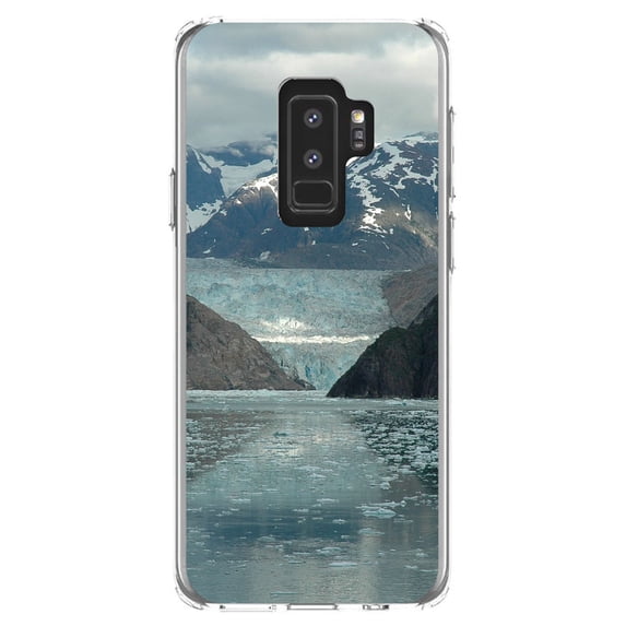 DistinctInk Clear Shockproof Hybrid Case for Samsung Galaxy S9+ PLUS (6.2" Screen) - TPU Bumper, Acrylic Back, Tempered Glass Screen Protector - Tracy Arm Fjord Alaska