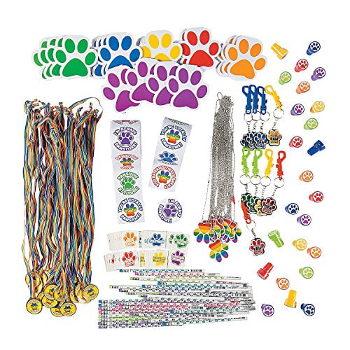 Fun Express Paw Print Assortment - 250 Pieces - Educational and Learning Activities for Kids