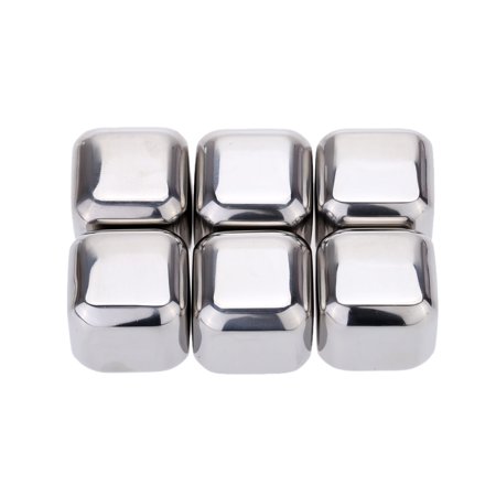 6Pcs Reusable Stainless Steel Cooler Set Wine Drinks Cooling Chilling Cube with Plastic Storage