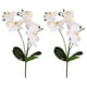 thumbnail image 3 of 2pcs Artificial Flower: Realistic 3d Artificial Phalaenopsis Orchid Flowers With Leaves Faux Floral Arrangements For Wedding Table Centerpiece Home Of, 3 of 3