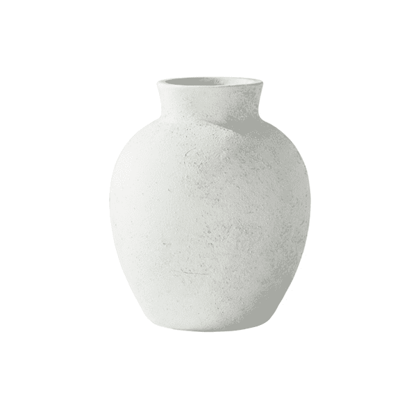 White Ceramic Rustic Vase, 6.1" Farmhouse Decorative Vase for Flowers, Shelf, Table & Home Decor, NOVATRAX