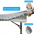 thumbnail image 2 of MesaSe Rally Home Goods Outdoor Vinyl Tablecloth Rectangular Fitted Cover Table + Benches 3-pc Set  Flannel Backing Elastic 30x72‘‘ (6-FT, 2 of 7